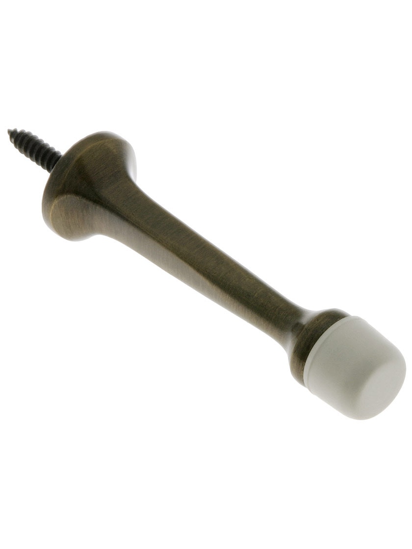 3" Solid Brass Door Stop With White Rubber Bumper House of Antique Hardware